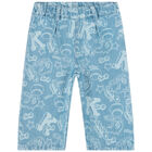 Younger Girls Blue Denim Varsity Logo Jeans, 1, hi-res